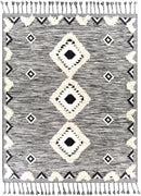 Gardner Cream on Gray Wool Tassel Rug - Clearance