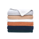 Ribbed Sherpa Throw Blanket - Corduroy Collection by Great Bay Home