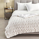 Ruched Faux Fur Throw Blanket - Alondra Collection by Great Bay Home