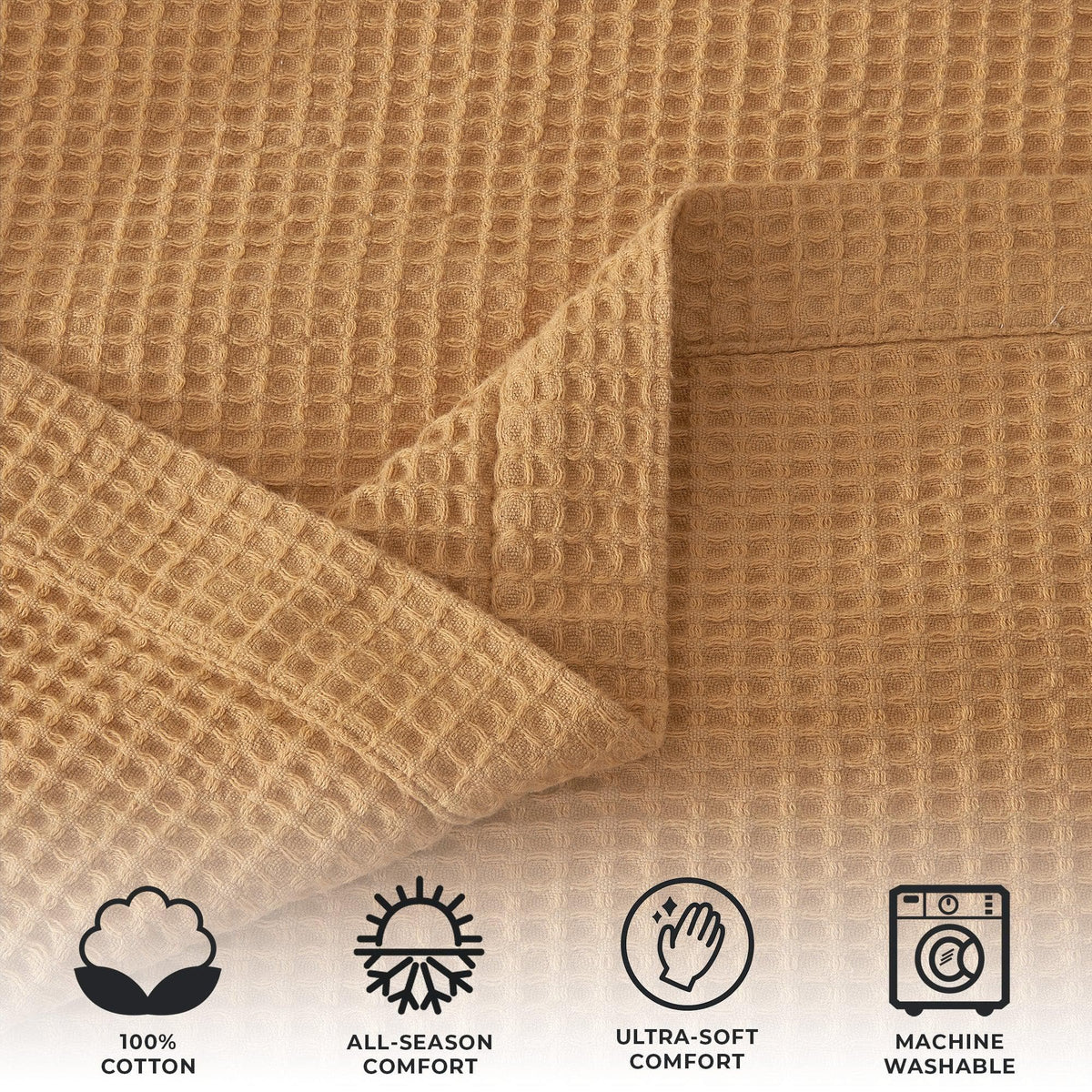 100% Cotton Waffle Weave Blanket - Mikala Collection, photo 24 of 46