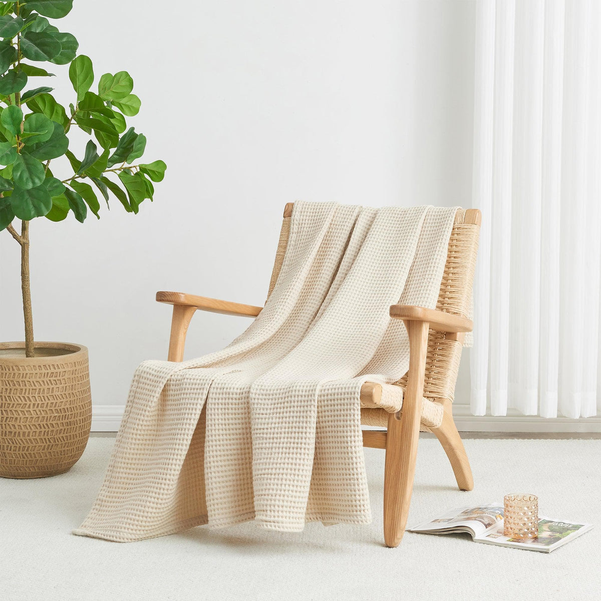 100% Cotton Waffle Weave Blanket - Mikala Collection, photo 33 of 46