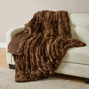 Ruched Faux Fur Throw Blanket - Alondra Collection by Great Bay Home