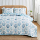 Coastal Blue Seashell Quilt Set - Cersi Collection by Great Bay Home