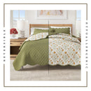 Floral Print & Scallopeded Edge Cotton Quilt Set - Illiana Collection by Great Bay Home