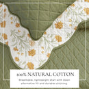 Floral Print & Scallopeded Edge Cotton Quilt Set - Illiana Collection by Great Bay Home