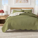 Floral Print & Scallopeded Edge Cotton Quilt Set - Illiana Collection by Great Bay Home