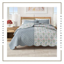 Floral Print & Scallopeded Edge Cotton Quilt Set - Katrin Collection by Great Bay Home