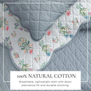 Floral Print & Scallopeded Edge Cotton Quilt Set - Katrin Collection by Great Bay Home