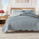 Floral Print & Scallopeded Edge Cotton Quilt Set - Katrin Collection by Great Bay Home