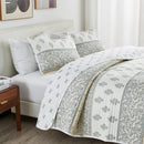 Floral Striped Microfiber Quilt Set - Hermine Collection by Great Bay Home