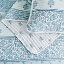 Floral Striped Microfiber Quilt Set - Hermine Collection by Great Bay Home