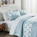 Floral Striped Microfiber Quilt Set - Hermine Collection by Great Bay Home