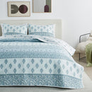 Floral Striped Microfiber Quilt Set - Hermine Collection by Great Bay Home