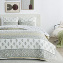 Floral Striped Microfiber Quilt Set - Hermine Collection by Great Bay Home