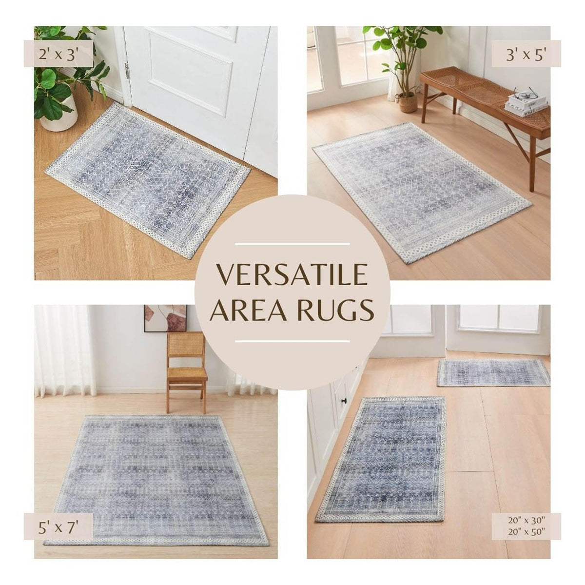 Distressed Moroccan Machine Washable Accent Area Rug 5' x 7' - Neve Collection, photo 3 of 10