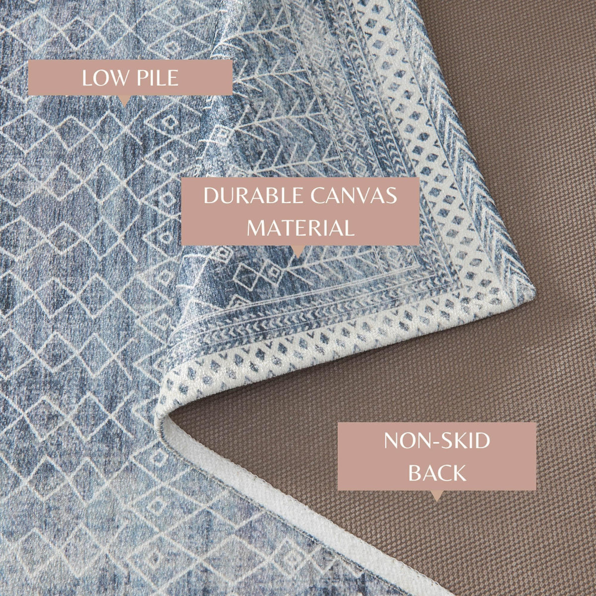 Distressed Moroccan Machine Washable Accent Area Rug 5' x 7' - Neve Collection, photo 4 of 10