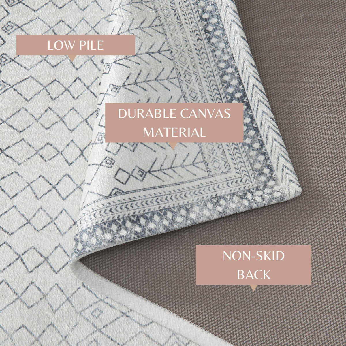 Distressed Moroccan Machine Washable Accent Area Rug 5' x 7' - Neve Collection, photo 9 of 10