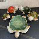 Green and cream ceramic cute turtle statue tray for living room decor by Decorbites
