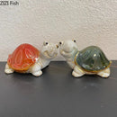 Green and cream ceramic cute turtle statue tray for living room decor by Decorbites