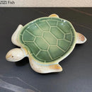 Green and cream ceramic cute turtle statue tray for living room decor by Decorbites