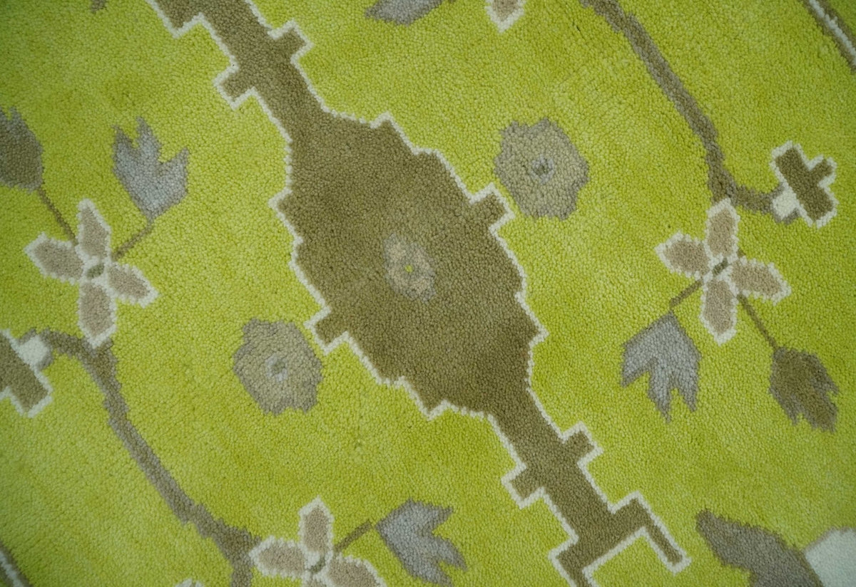 Light Green and Ivory Hand Knotted Oriental Oushak Wool Area Rug - Traditional Handwoven, photo 4 of 10