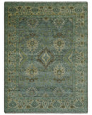 Green and Olive Hand Knotted Traditional Oushak Multi Size wool area rug