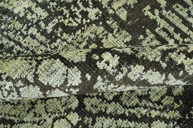 Green and Olive Modern Abstract 5x8 Hand knotted wool area Rug