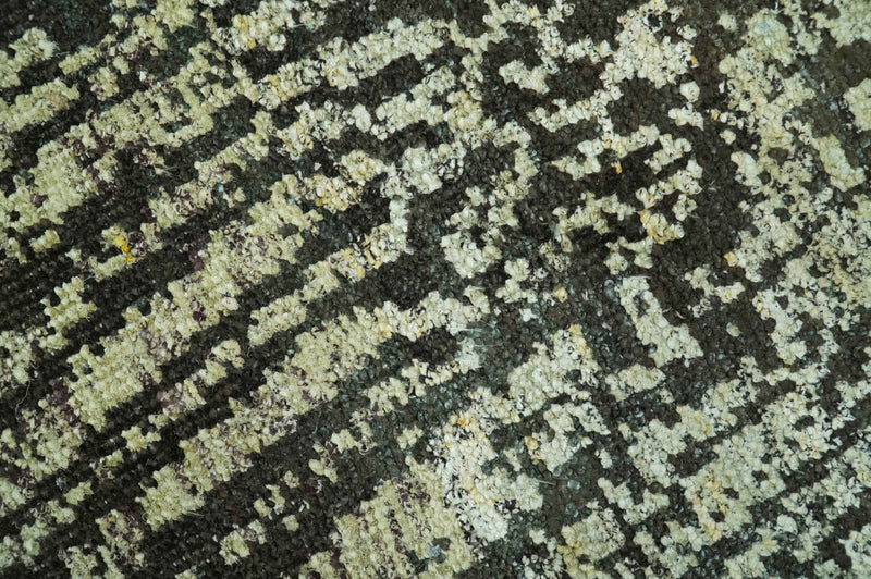 Green and Olive Modern Abstract 5x8 Hand knotted wool area Rug