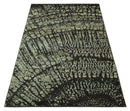 Green and Olive Modern Abstract 5x8 Hand knotted wool area Rug