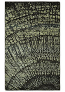 Green and Olive Modern Abstract 5x8 Hand knotted wool area Rug