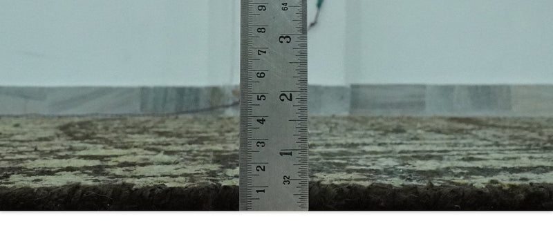 Green and Olive Modern Abstract 5x8 Hand knotted wool area Rug