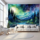 GobekUsa Green Mountain Tapestry Forest Aurora Series Customizable Hanging Cloth
