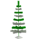 Green & Silver Layered Tinsel Christmas Tree