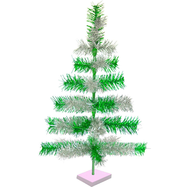Green & Silver Mixed Tinsel Tree, photo 2 of 7