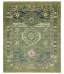 Green and Teal Traditional Hand Knotted Multi Size wool area rug