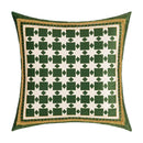 Green and white geometric tufted embroidery cushion cover living room by Decorbites