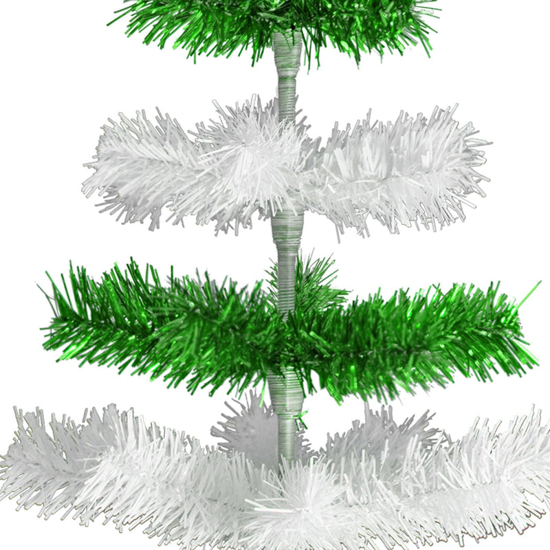 Green & White Layered Tinsel Christmas Tree