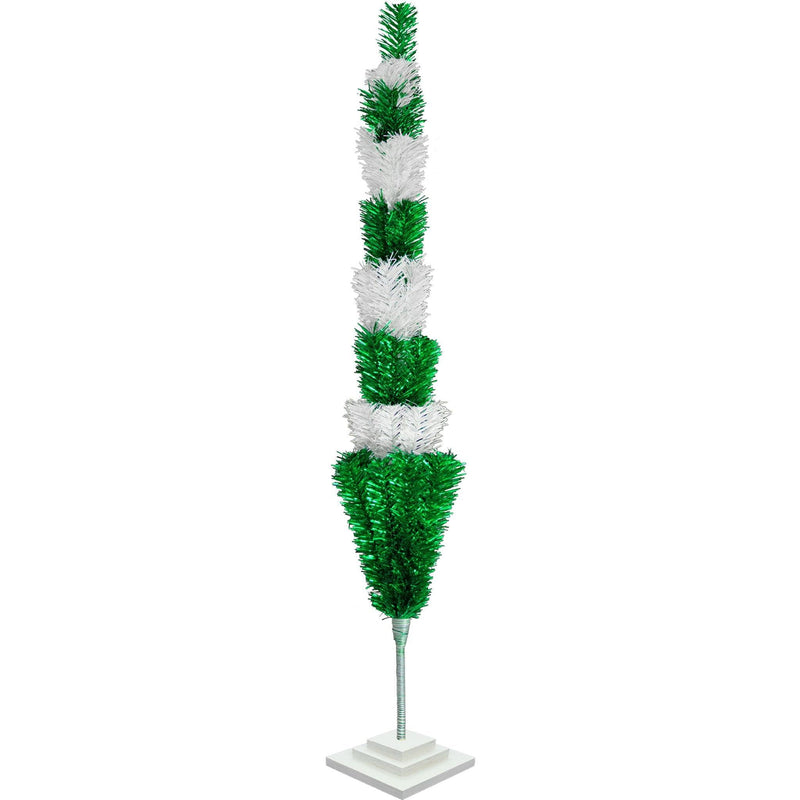 Green & White Layered Tinsel Christmas Tree