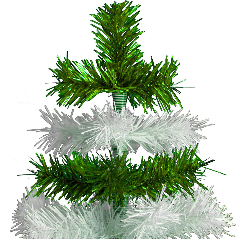 Green & White Layered Tinsel Christmas Tree