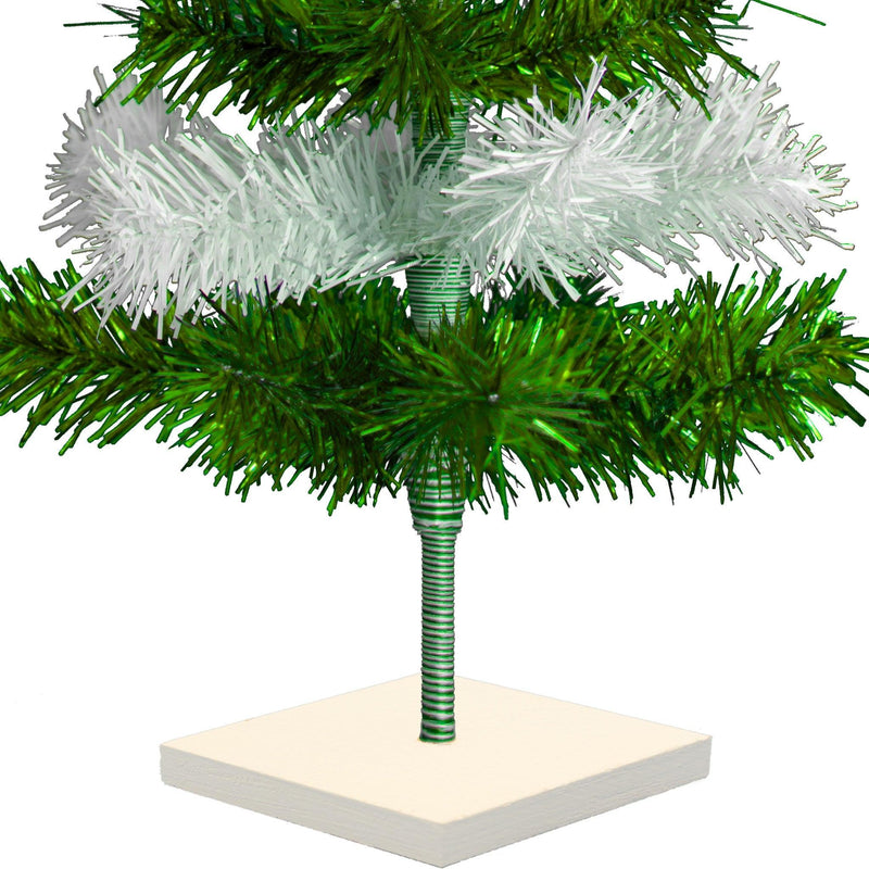 Green & White Layered Tinsel Christmas Tree