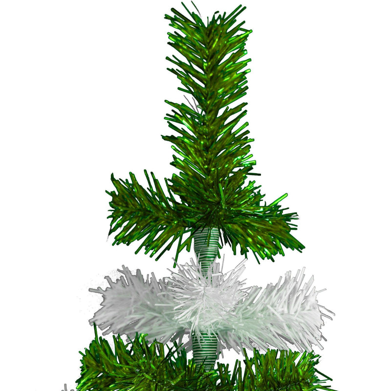 Green & White Layered Tinsel Christmas Tree