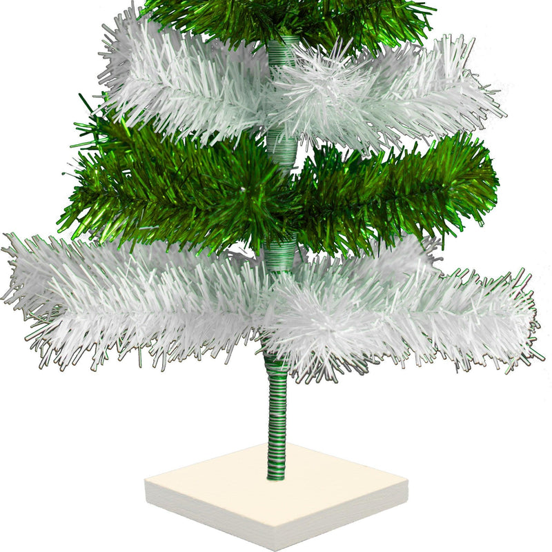 Green & White Layered Tinsel Christmas Tree