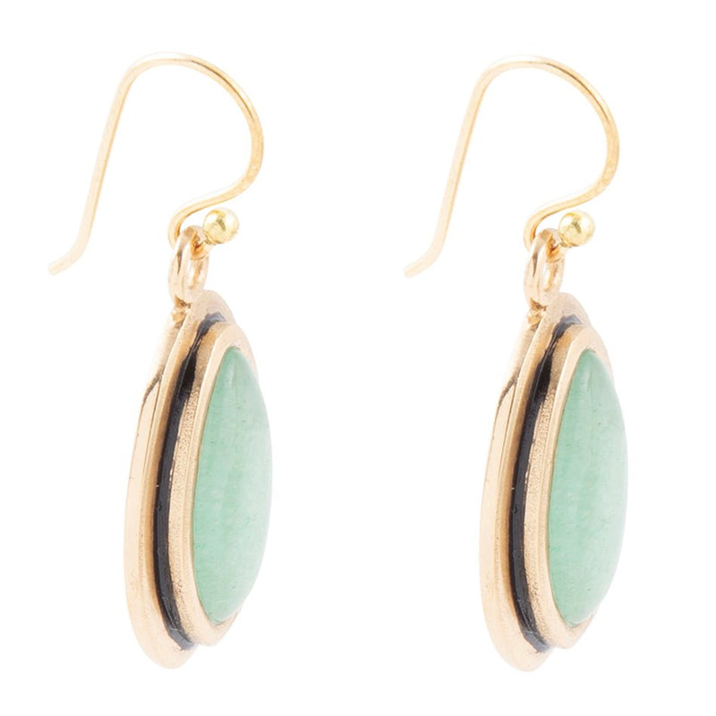 Green Aventurine Golden Drop Earrings
