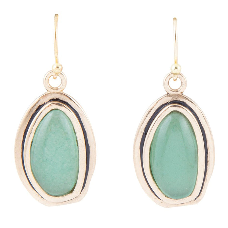Green Aventurine Golden Drop Earrings