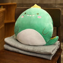 GobekUsa Cartoon Animal Throw Pillow Blanket: Two-in-one Multi-functional Home Office Summer Blanket