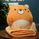 GobekUsa Cartoon Animal Throw Pillow Blanket: Two-in-one Multi-functional Home Office Summer Blanket