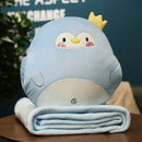 GobekUsa Cartoon Animal Throw Pillow Blanket: Two-in-one Multi-functional Home Office Summer Blanket