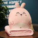 GobekUsa Cartoon Animal Throw Pillow Blanket: Two-in-one Multi-functional Home Office Summer Blanket