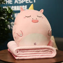 GobekUsa Cartoon Animal Throw Pillow Blanket: Two-in-one Multi-functional Home Office Summer Blanket