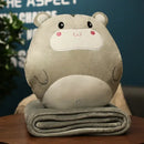 GobekUsa Cartoon Animal Throw Pillow Blanket: Two-in-one Multi-functional Home Office Summer Blanket